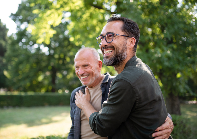 Two men taking a walk