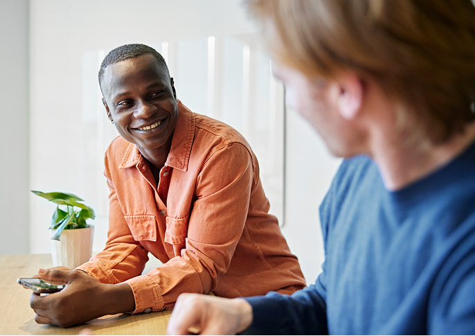 A young man on his phone